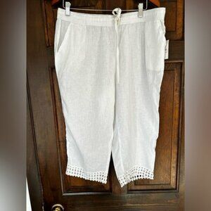 Coral Bay linen blend cropped pants size petite large, new with tags